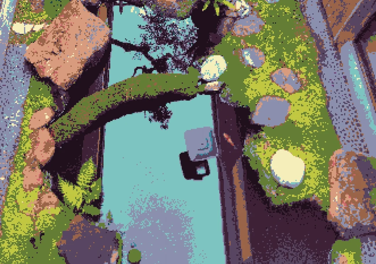 Pixelated koi pond